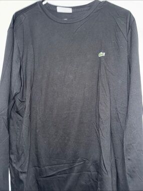 Lacoste Black Long Sleeve Crewneck with Signature Croc